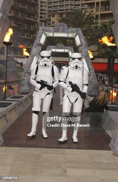 Stormtroopers attend the Redbull Star Wars Grand Prix Party at the Grimaldi Forum on May 22, 2005 in Monte Carlo, Monaco.