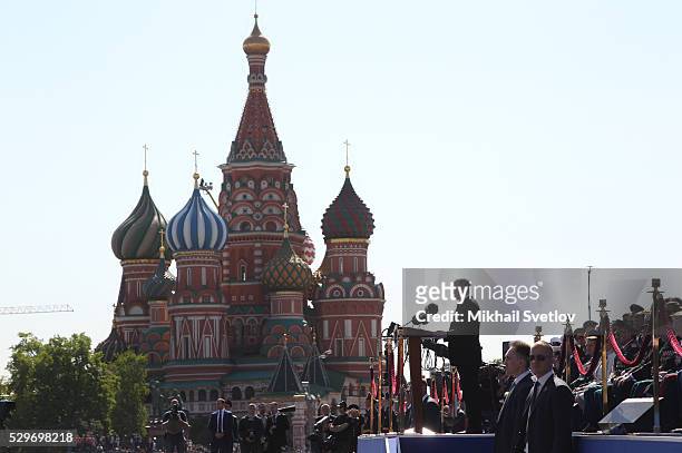 Russian President Vladimir Putin attends during the Victory Day Parade at Red Square in on May 9, 2016 in Moscow, Russia. Russia marks the 71st...