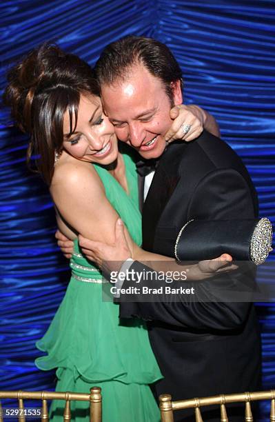 Fisher Stevens and Gina Gershon Share a moment at the "Fish Fry" All-Star Roast Of Fisher Stevens Benefiting Naked Angels at the Puck Building on May...