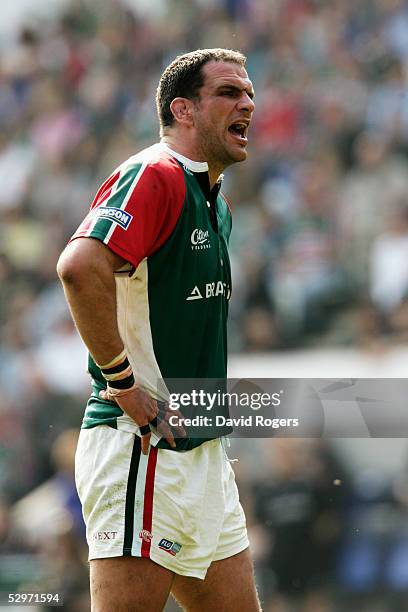 Martin Johnson the Leicester Captain pictured during the Heineken Cup Semi Final between Leicester Tigers and Toulouse at The Walkers Stadium on...