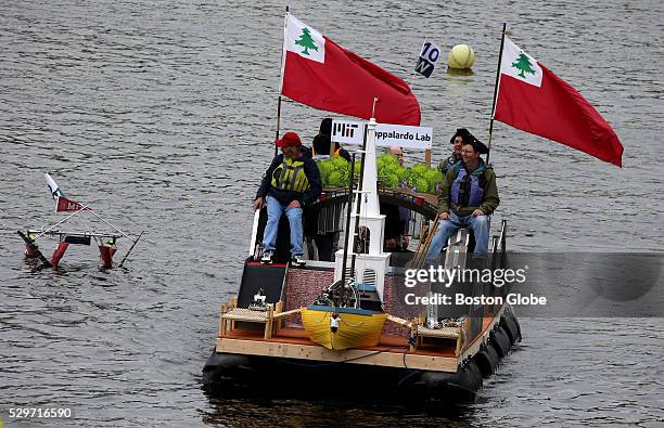 No Innovation without Fabrication, a float based upon the American Revolution features features a Boston Tea Party ship, the Old North Church, two...