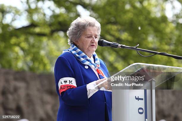 Eople attend the 71st anniversary of the liberation of the Nazi German concentration camp, KL Stutthof in Sztutowo. The day commemorates the Soviet...