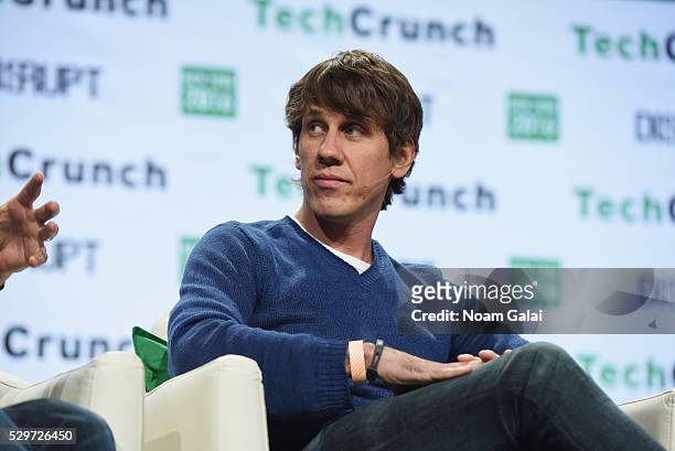 Co-founder and Executive Chairman of Foursquare Dennis Crowley speaks onstage during TechCrunch Disrupt NY 2016 at Brooklyn Cruise Terminal on May 9,...