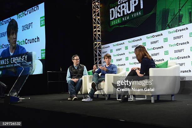 Of Foursquare Jeff Glueck, Co-founder and Executive Chairman of Foursquare Dennis Crowley and TechCrunch senior writer Katie Roof speak onstage...