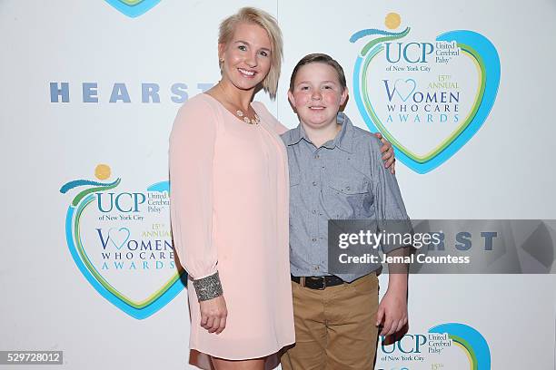 Author Jenny Long and Conner Long attend the 15th Annual Women Who Care luncheon benefiting United Cerebral Palsy of New York City at Cipriani on May...