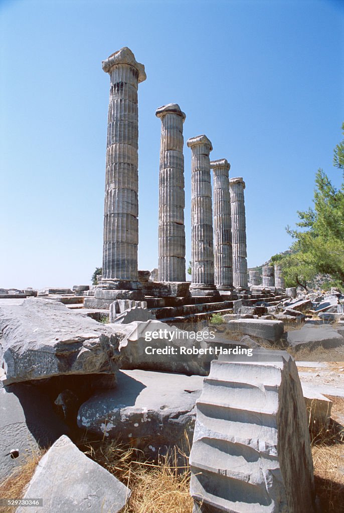 Ruins of the Temple of Athena, archaeological site, Priene, Anatolia, Turkey, Asia Minor, Asia