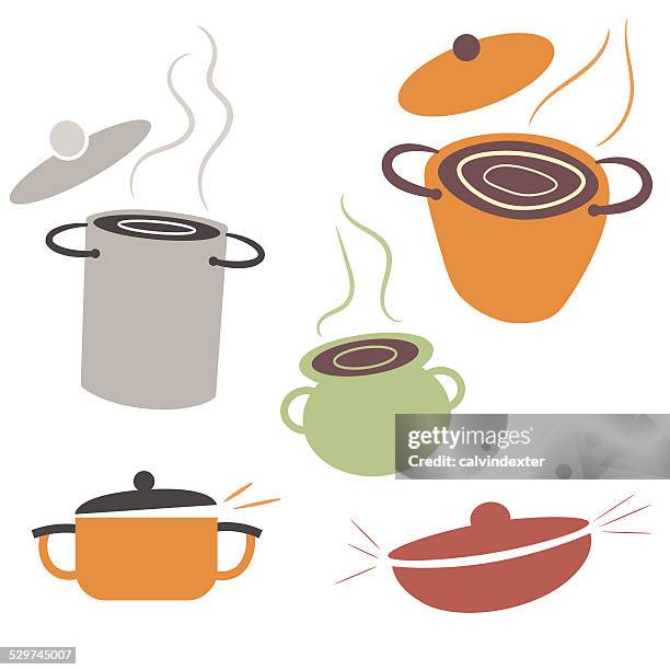 pots and pans - foodie stock illustrations