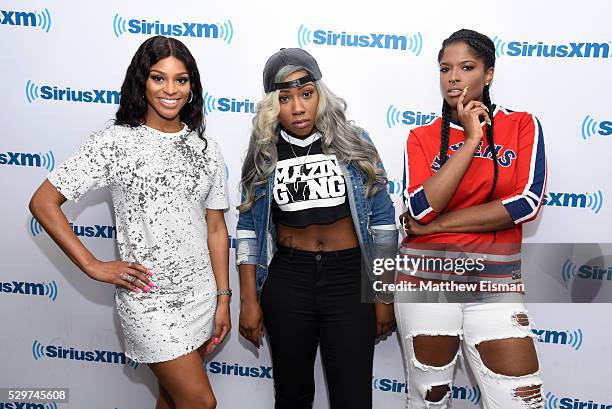 Brianna Perry, Lee Mazin and Audra the Rapper of Oxygen's 'Sisterhood of Hip Hop' visit at SiriusXM Studio on May 9, 2016 in New York City.