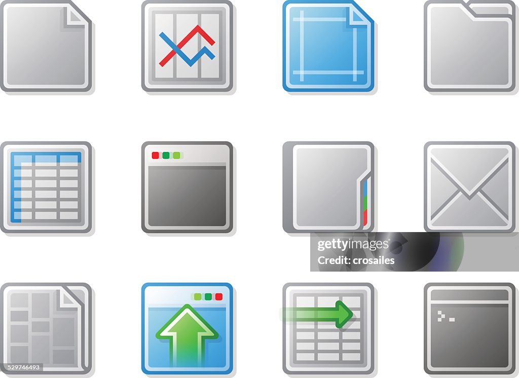 Gris y azules barra cuadrada Web iconos con aspecto de plástico