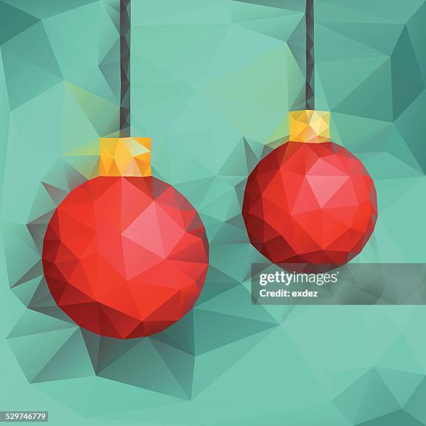 stockillustraties, clipart, cartoons en iconen met low poly christmas ball design - polygon illustration christmas