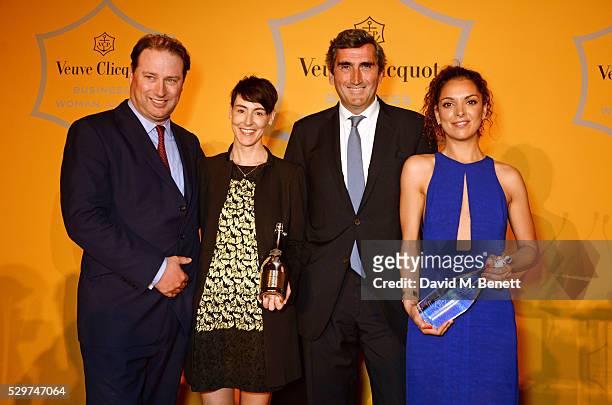 Moet Hennessy UK Managing Director Jo Thornton, Sarah Wood, winner of the 2016 Veuve Clicquot Business Women Award, Veuve Clicquot President...