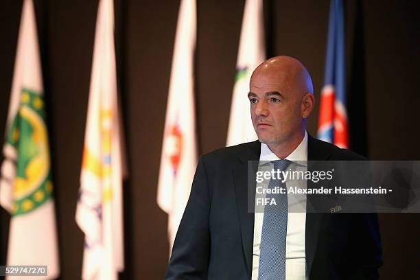 President Gianni Infantino looks on prior to the the FIFA Council meeting ahead of the 66th FIFA Congress at Presidente InterContinental Hotel Mexico...