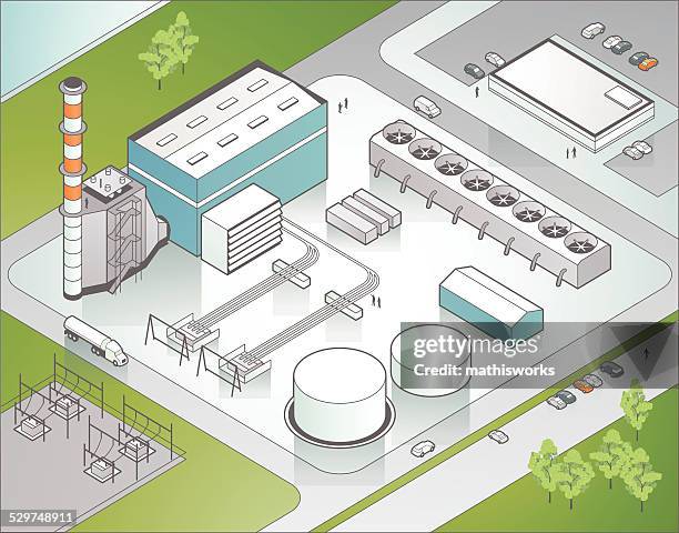 ilustrações, clipart, desenhos animados e ícones de isometric usina elétrica ilustração - tanque de armazenamento