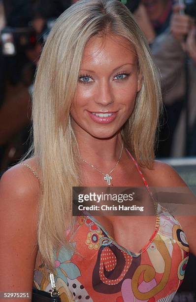 Glamour model Natalie Denning arrives at the UK Premiere of "House of Wax" at Vue Leicester Square on May 24, 2005 in London, England.