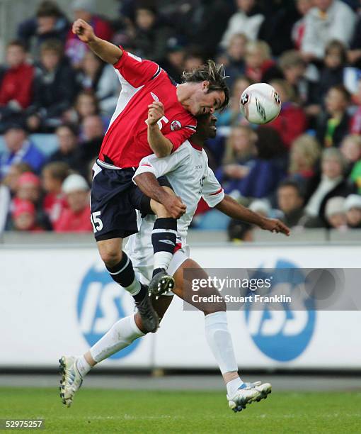 Kristofer Haestad of Norway in action against Mauricio Wright of Costa Rica during The International Friendly match between Norway and Costa Rica at...