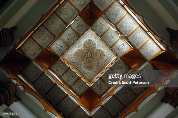 Sunlight illuminates the ceiling of the Tigris River palace of Saddam Hussein's daughter Hala, which has become an Iraqi National Guard base called...