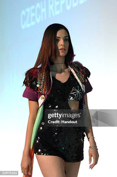 In this handout image provided by Miss Universe L.P., LLLP, Elena Hatjidemetriou, Miss Cyprus 2005, participates in a fashion show by BSC Swimsuits...