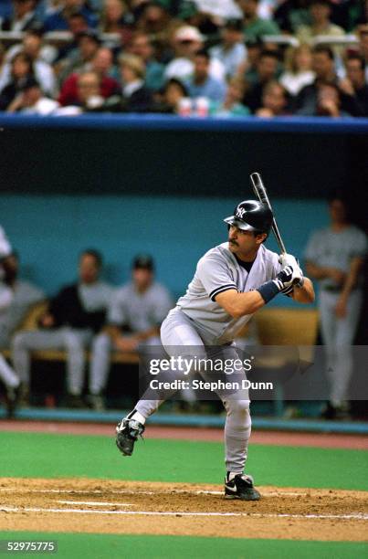 Don Mattingly of the New York Yankees waits for the pitch during Game four of the 1995 American League Divisional Series against the Seattle Mariners...