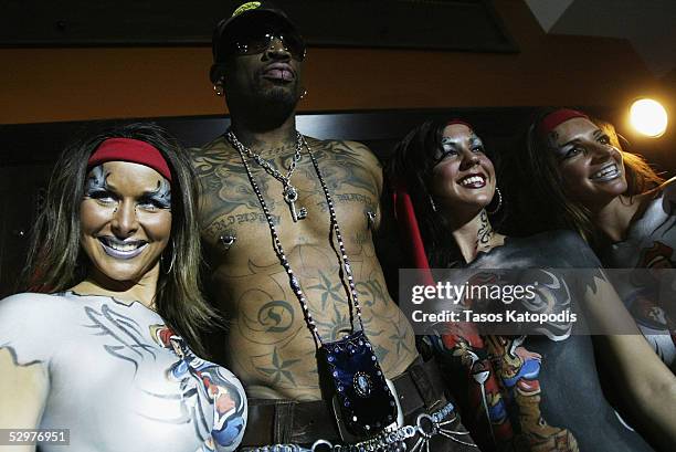 Former NBA star Dennis Rodman hosts the launch of Captain Morgan Tattoo at a VIP party on May 24, 2005 in Chicago, Illnois, United States. Rodman...