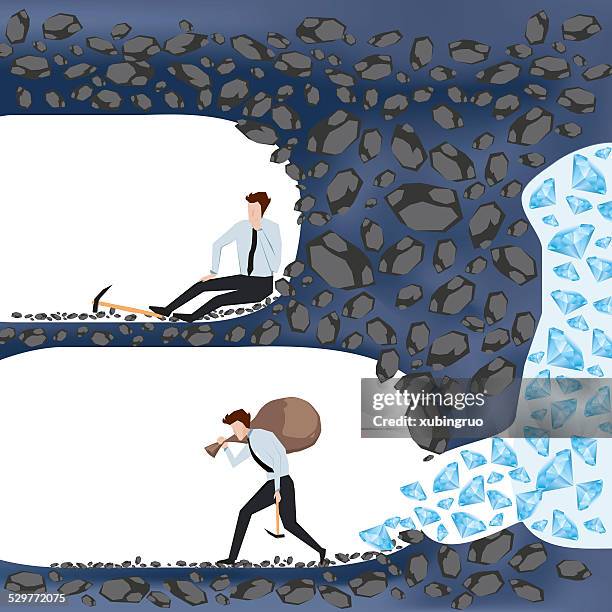 business metaphor-excavation - underground mining stock illustrations