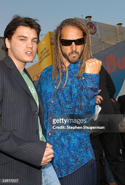 Actor Emile Hirsch and original Z-Boys pro-skater Tony Alva arrive at the Premiere of TriStar Pictures "Lords Of Dogtown" at the Mann's Chinese...