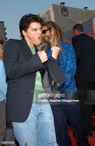 Actor Emile Hirsch and original Z-Boys pro-skater Tony Alva arrive at the Premiere of TriStar Pictures "Lords Of Dogtown" at the Mann's Chinese...