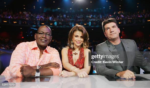 Idol Judges Randy Jackson , Paula Abdul and Simon Cowell pose at the "American Idol" final performance show at the Kodak Theatre on May 24, 2005 in...