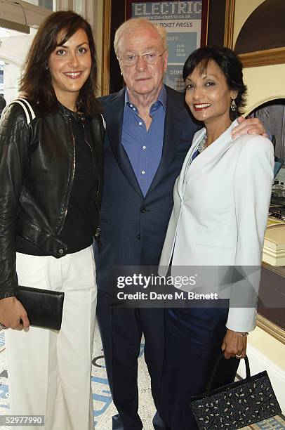 Natasha Caine, Michael Caine and Shakira Caine attend the Grand Classics VIP screening of "Casablanca" at The Electric Cinema on May 24, 2005 in...