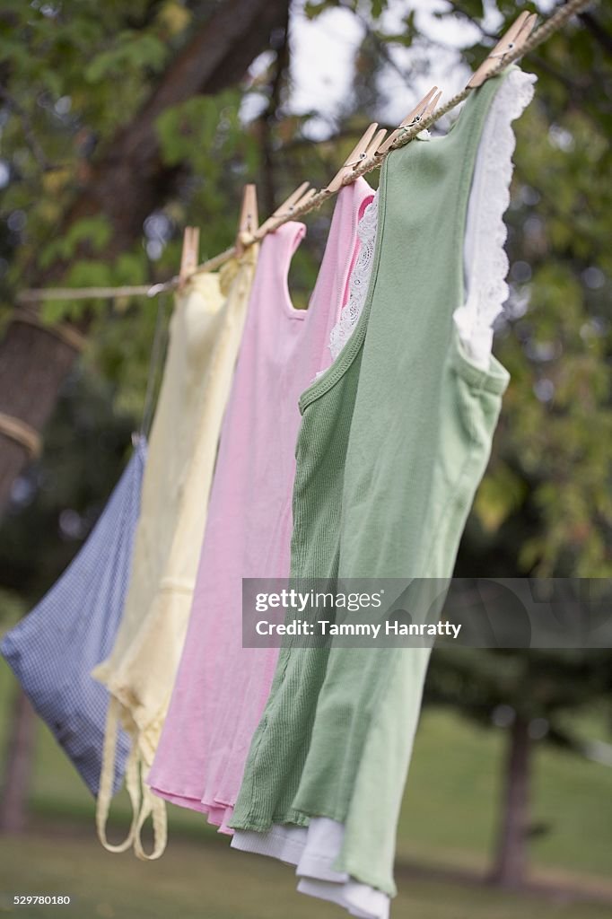 Clothes drying on clothesline