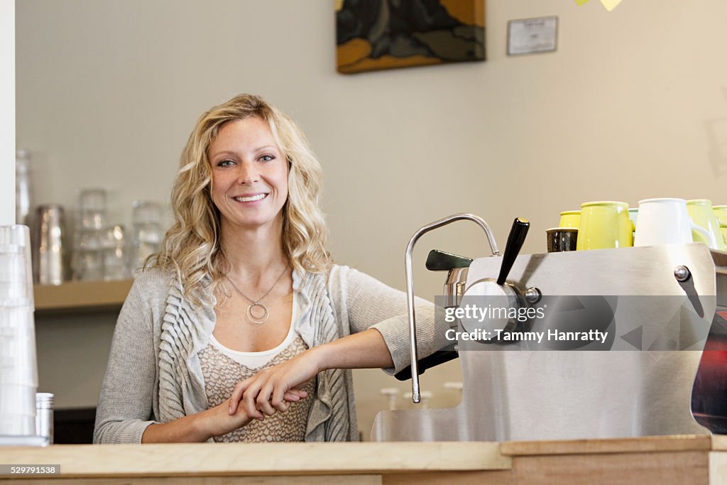Portrait of smiling barista