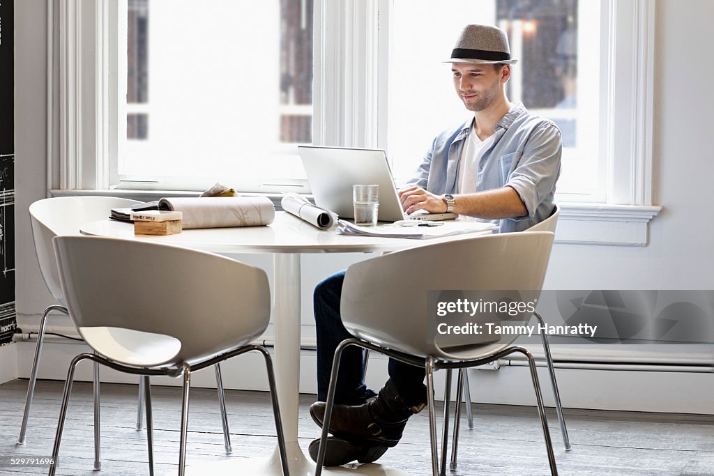 Young man using computer