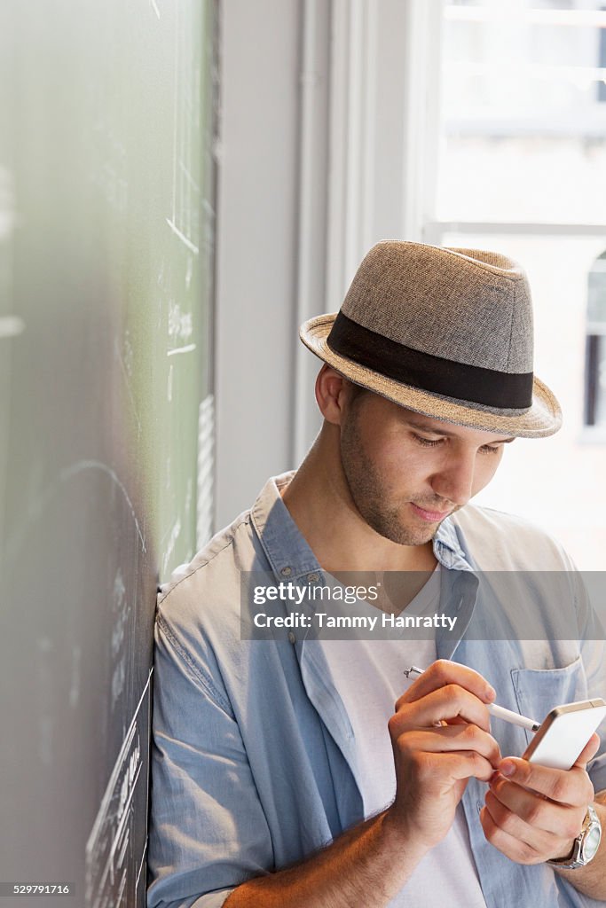 Man using smartphone