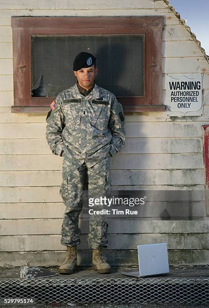 Army Intelligence officer and military blogger, Rusten Currie is pictured at the Joint Forces Training Base in Los Alamitos, California. Currie is...