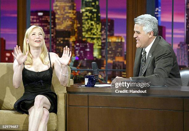 In this handout photo, Actress Renee Zellweger talks about meeting husband Kenny Chesney with Jay Leno on May 24, 2005 in Burbank, California.