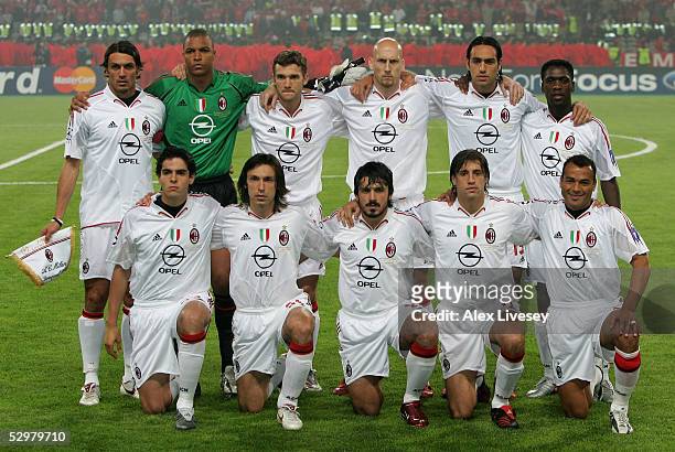 Milan pose for their group picture before the European Champions League final between Liverpool and AC Milan on May 25, 2005 at the Ataturk Olympic...