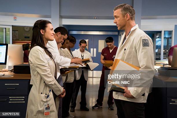 Timing" Episode 118 -- Pictured: Torrey DeVitto as Dr. Natalie Manning, Jeff Hephner as Jeff Clarke --