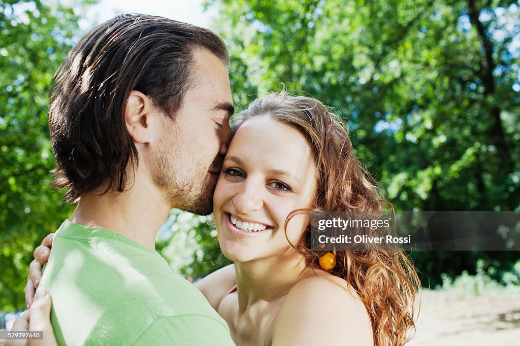 Young couple being affectionate