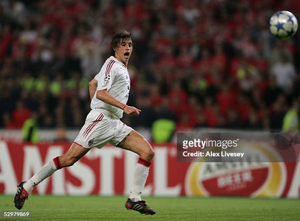 Milan forward Hernan Crespo of Argentina scores the third goal during the European Champions League final between Liverpool and AC Milan on May 25,...