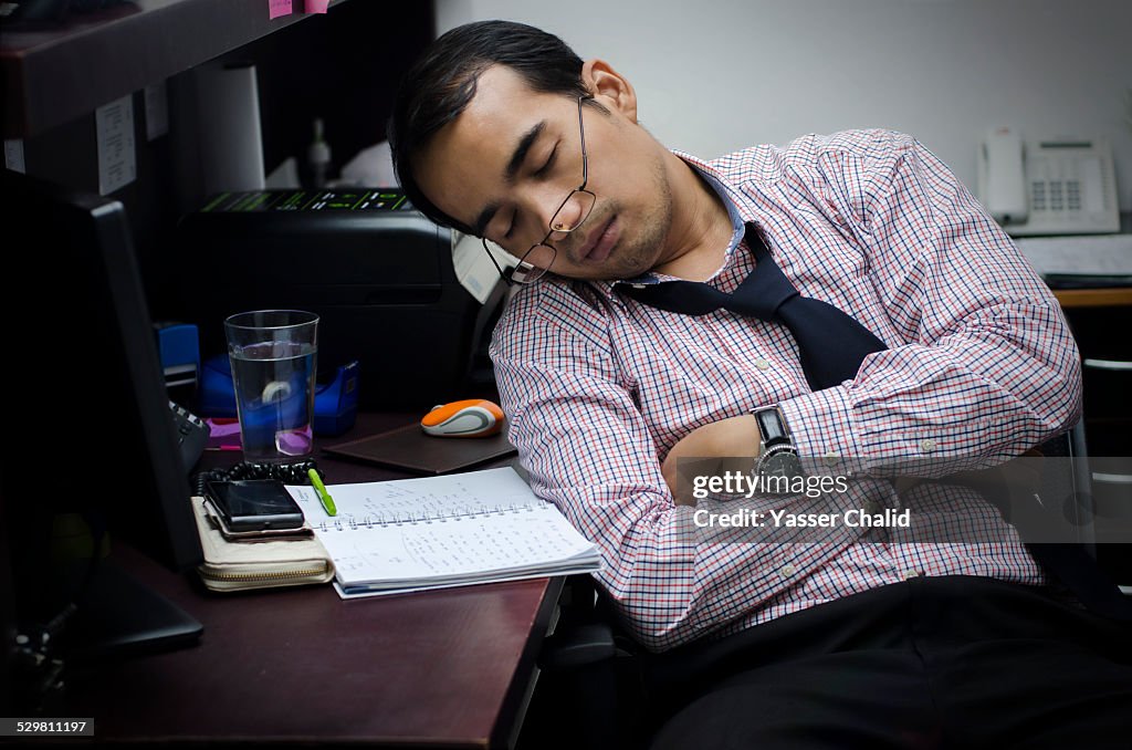 Man sleep on office