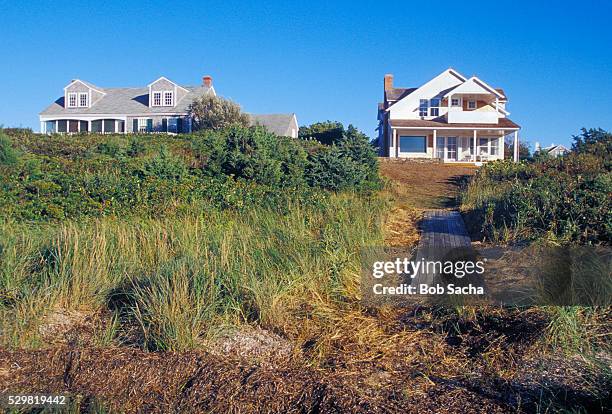 summer houses on nantucket island - nantucket foto e immagini stock