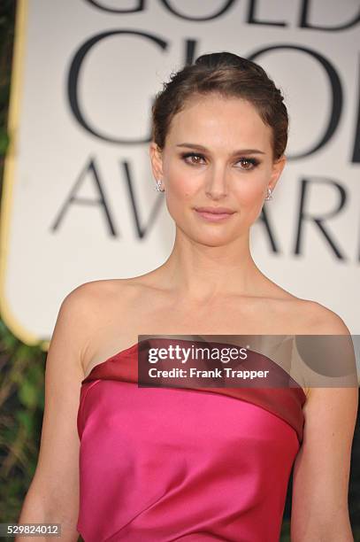 Actress Natalie Portman arrives at the 69th Annual Golden Globe Awards held at the Beverly Hilton Hotel.