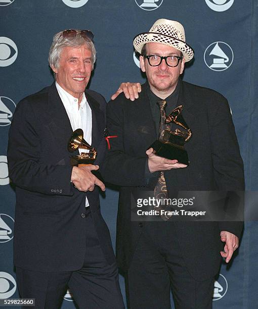 Burt Bacharach & Elvis Costello with their award for 'I Still Have That Other Girl'.