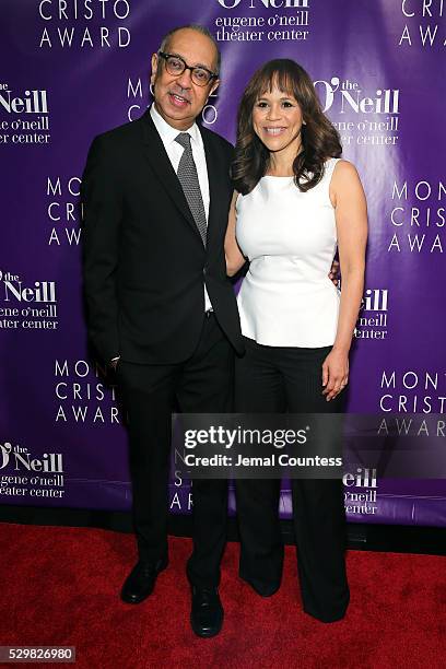 Honoree George C. Wolfe and Rosie Perez attend the 16th Annual Monte Cristo Award ceremony honoring George C. Wolfe presented by The Eugene O'Neill...