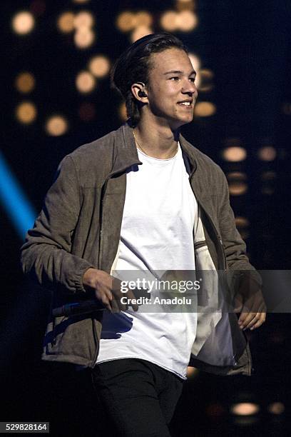 Frans of Sweden performs during dress rehearsal of 2016 Eurovision Song Contest at Ericsson Globe Arena in Stockholms, Sweden on May 9, 2016. 18...