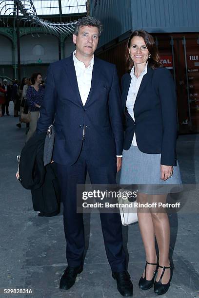 Politician Arnaud Montebourg and his companion Aurelie Filippetti attend the 'Empires' exhibition of Huang Yong Ping as part of Monumenta 2016 -...