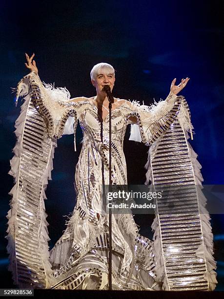 Nina Kraljic of Croatia performs during dress rehearsal of 2016 Eurovision Song Contest at Ericsson Globe Arena in Stockholms, Sweden on May 9, 2016....