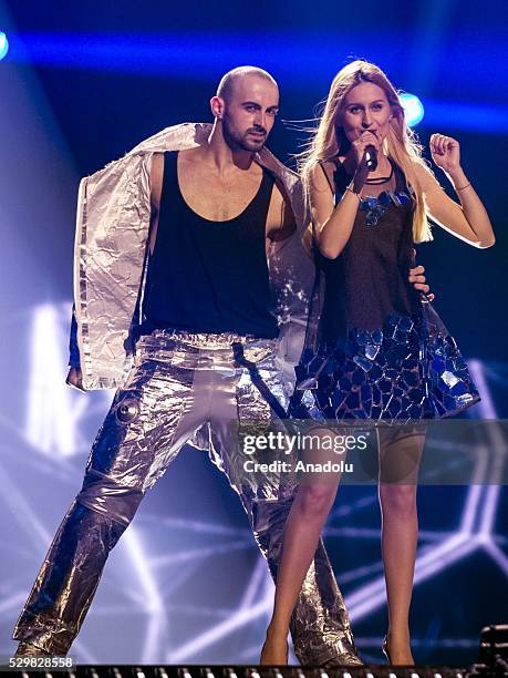 Lidia Isac of Moldova performs during dress rehearsal of 2016 Eurovision Song Contest at Ericsson Globe Arena in Stockholms, Sweden on May 9, 2016....