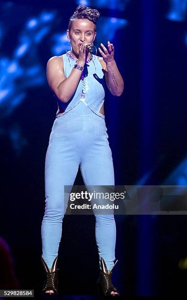 Sandhja of Finland performs during dress rehearsal of 2016 Eurovision Song Contest at Ericsson Globe Arena in Stockholms, Sweden on May 9, 2016. 18...