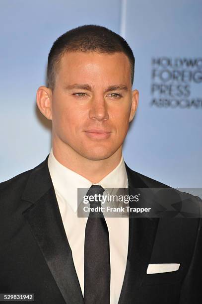 Actor Channing Tatum poses in the press room at the 69th Annual Golden Globe Awards held at the Beverly Hilton Hotel.