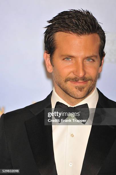 Actor Bradley Cooper poses in the press room at the 69th Annual Golden Globe Awards held at the Beverly Hilton Hotel.